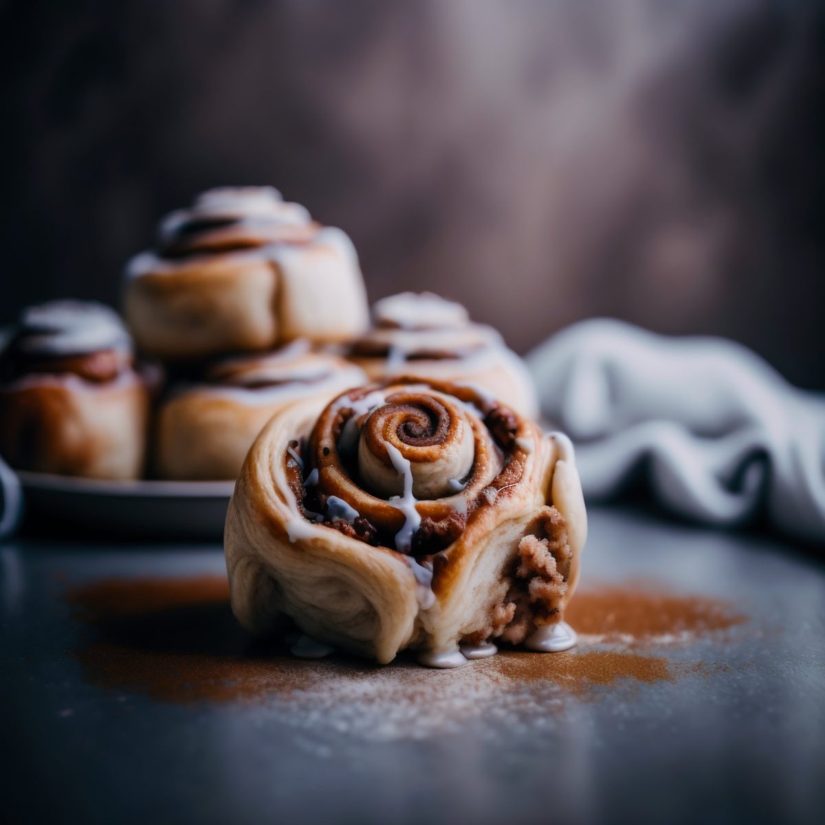 Amazing cinnamon roll bun close up