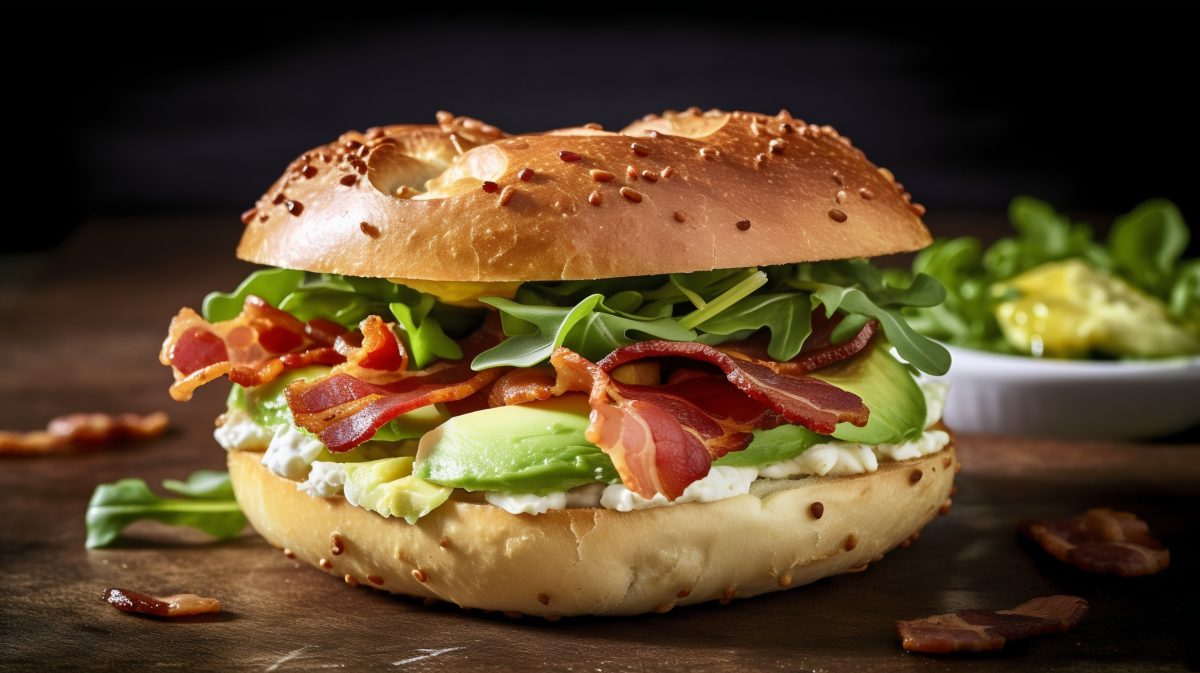 Avocado bacon bagel