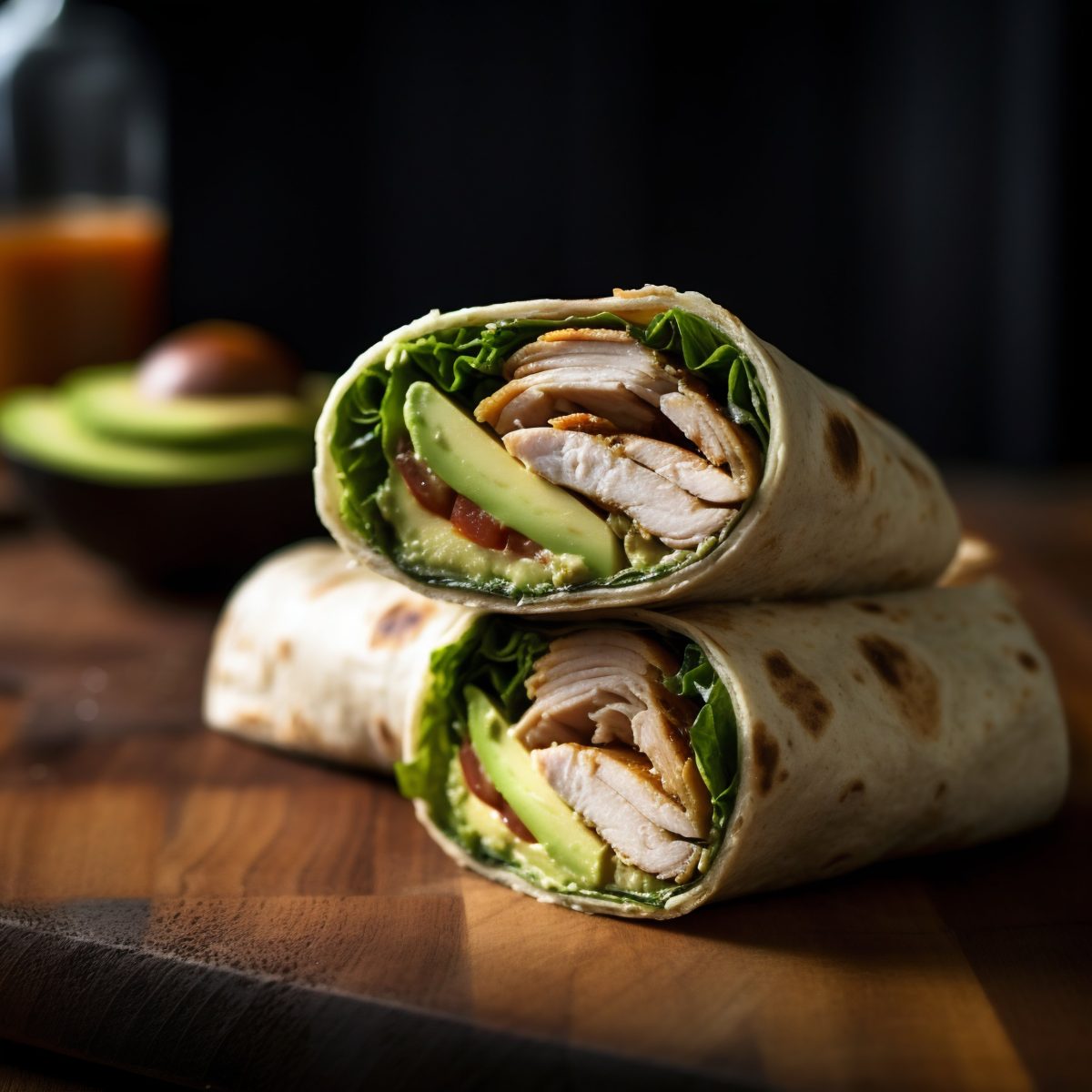 Avocado turkey wrap ups