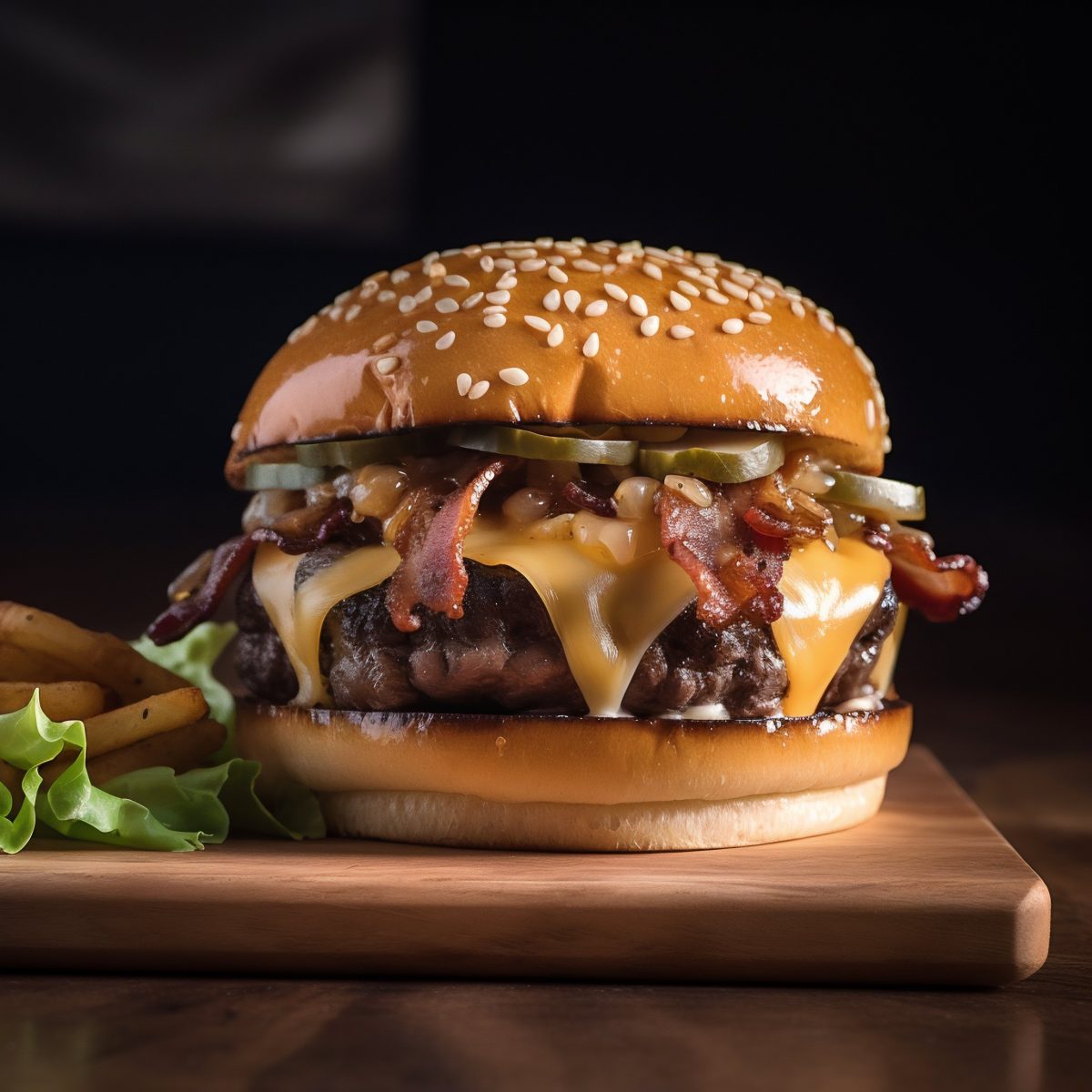 Bacon cheeseburger close up
