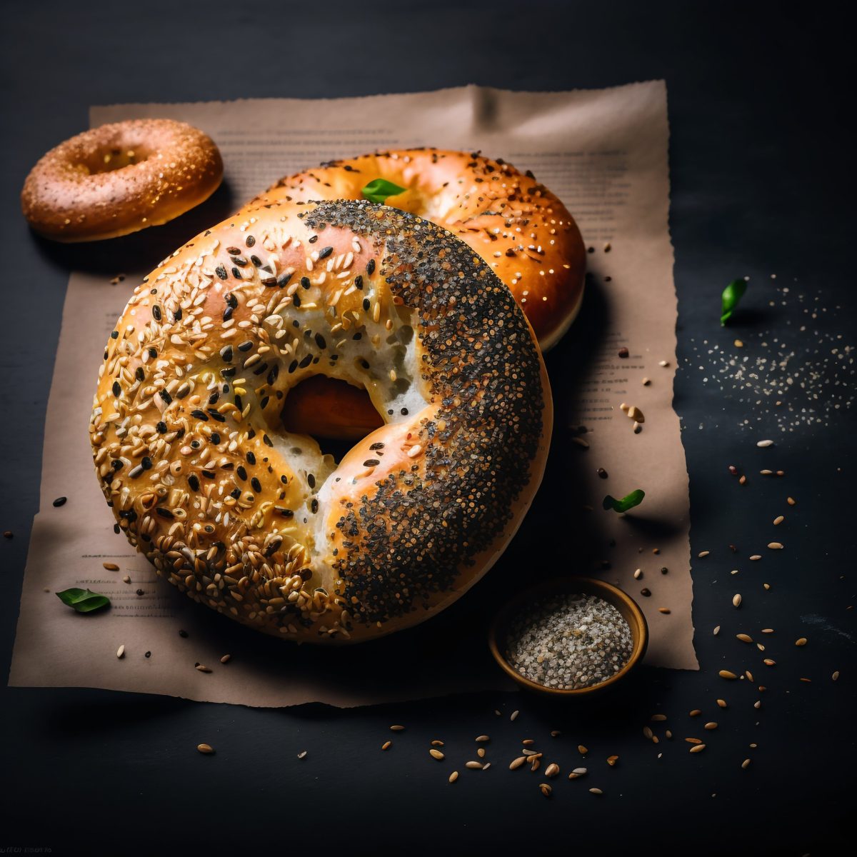 Bagel detail with sesame seeds