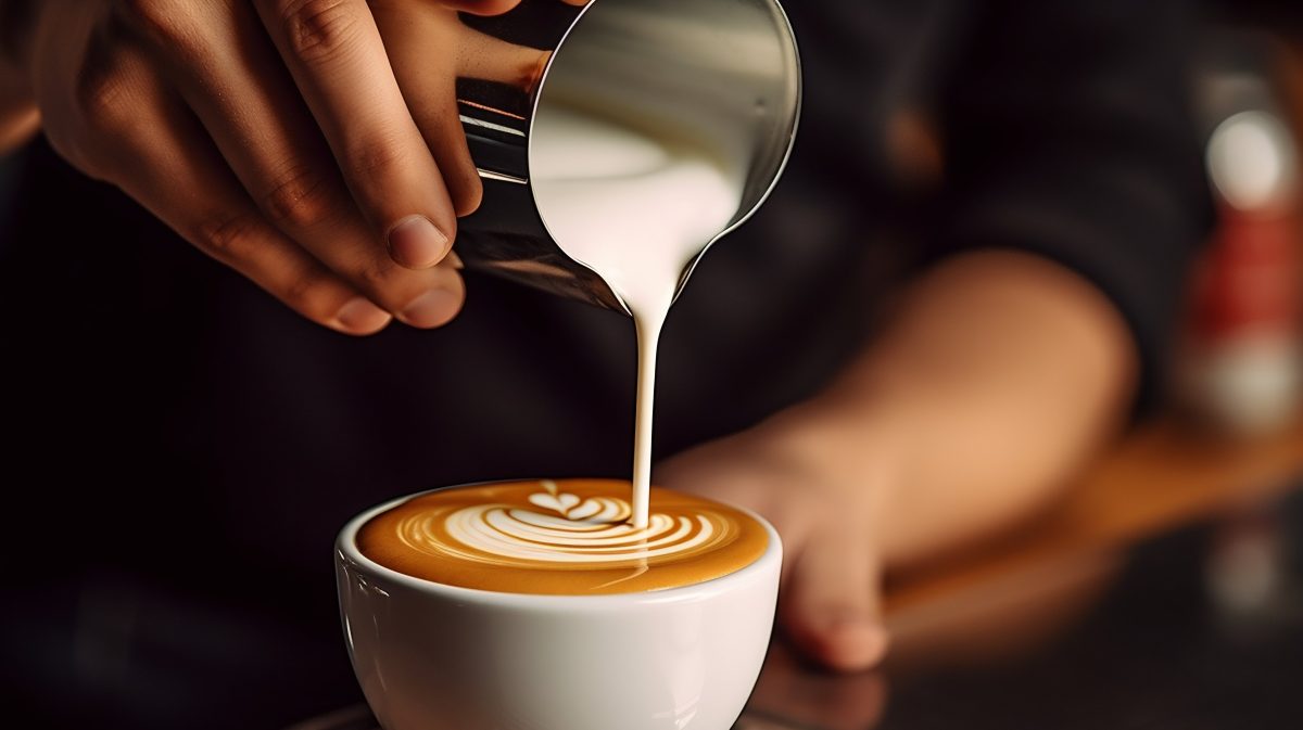 Barista making latte art