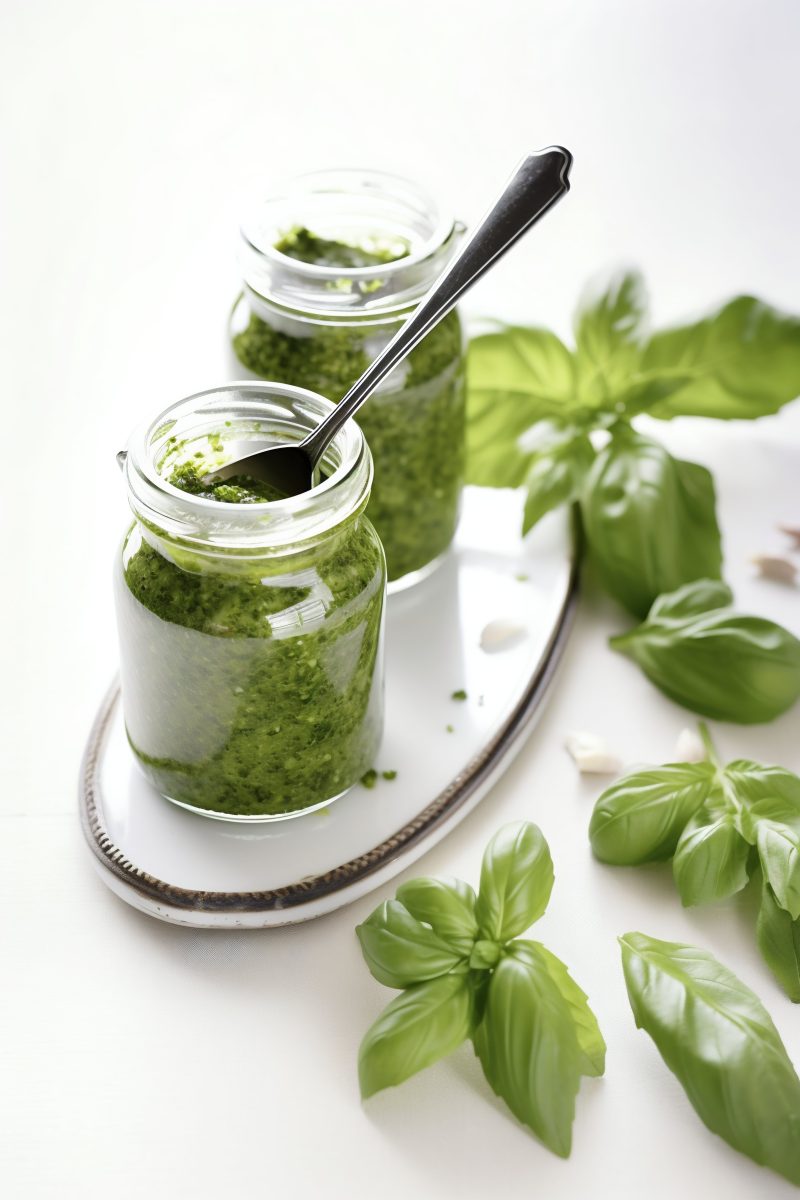 Basil pesto in a jar