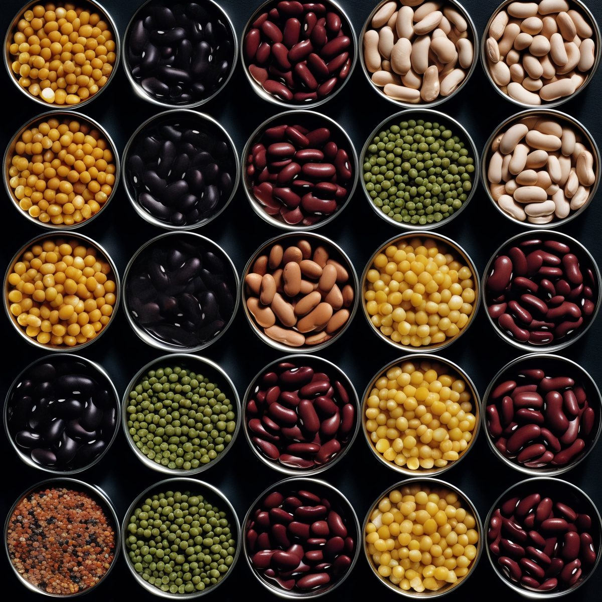 Beans and legumes in bowls