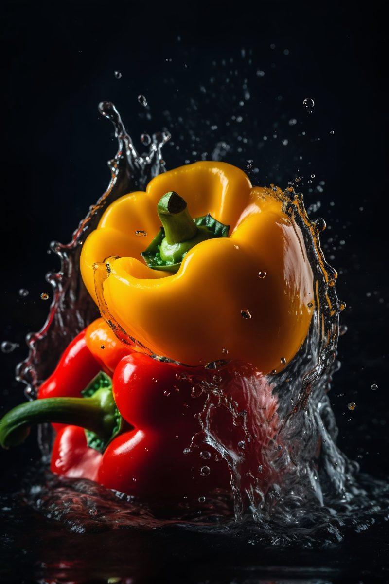Bell pepper water splash