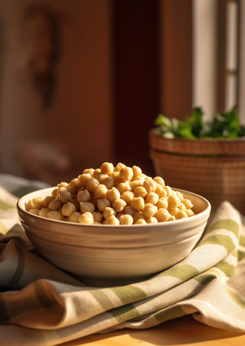Boiled chickpeas in a bowl