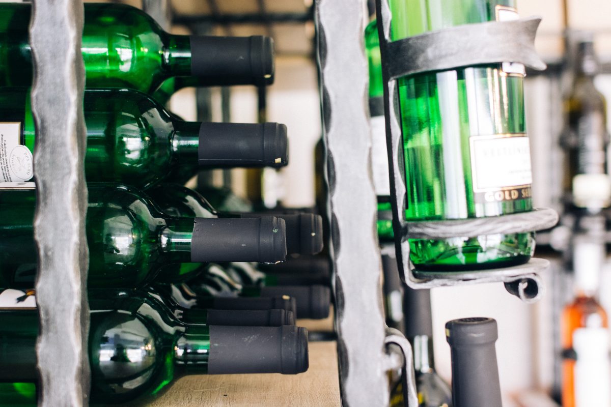 Bottles of wines in a wine store