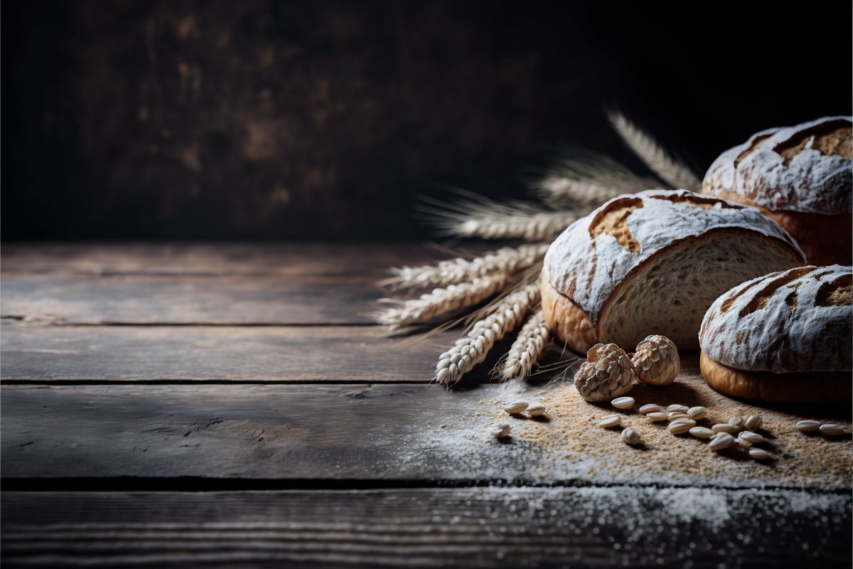 Bread with wheat and flour