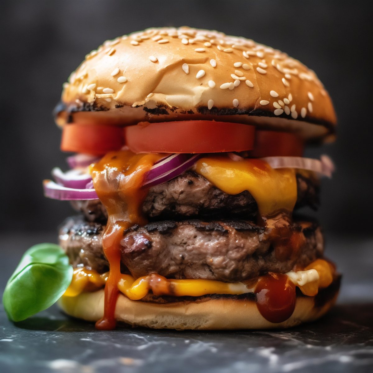 Burger melting cheddar