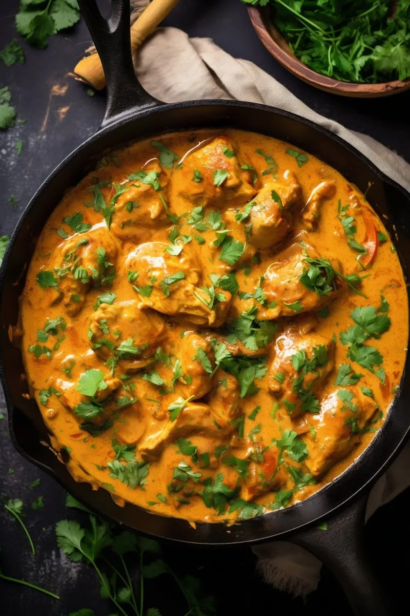 Butter chicken in a pan