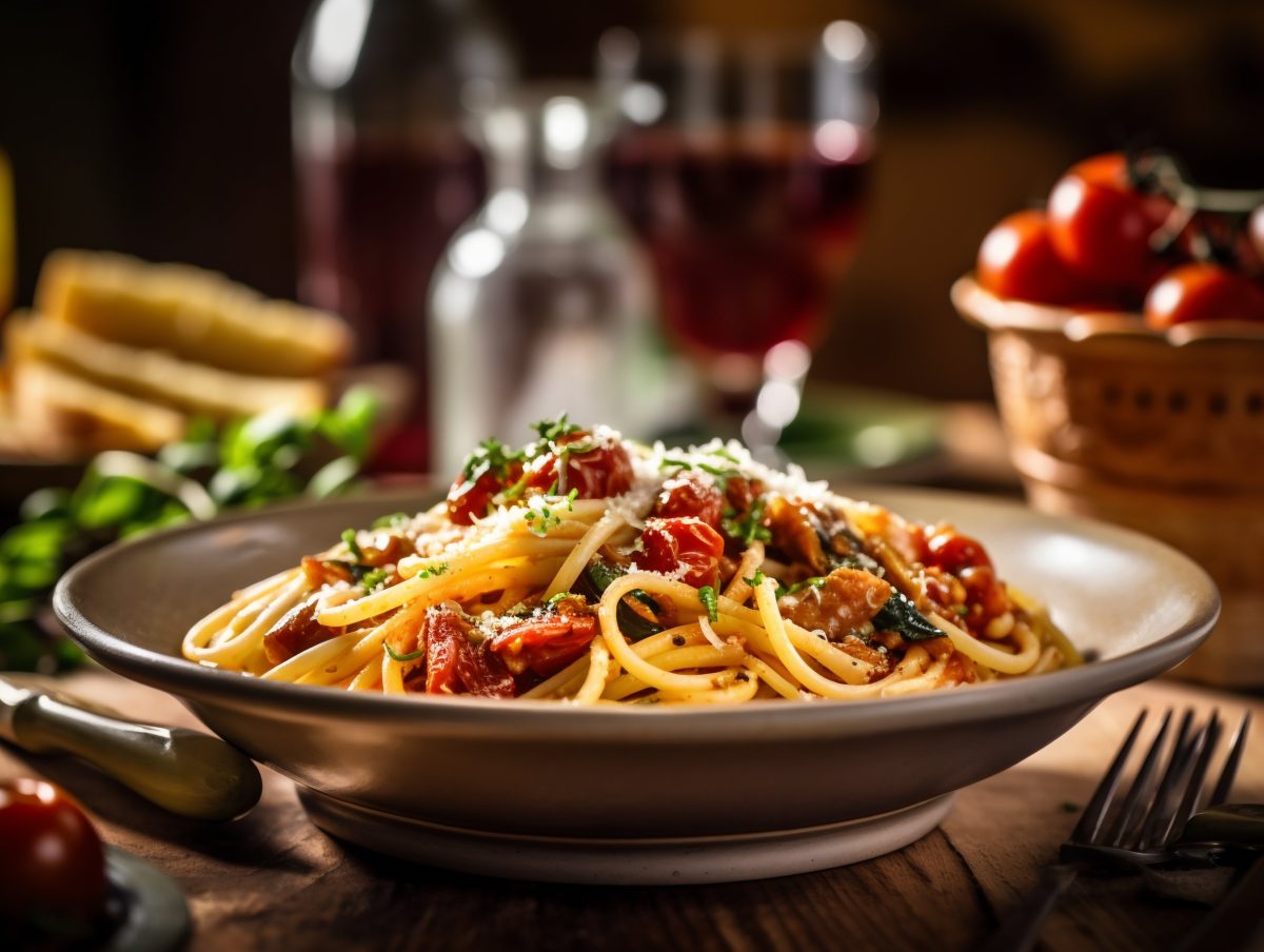Cherry tomatoes spaghetti