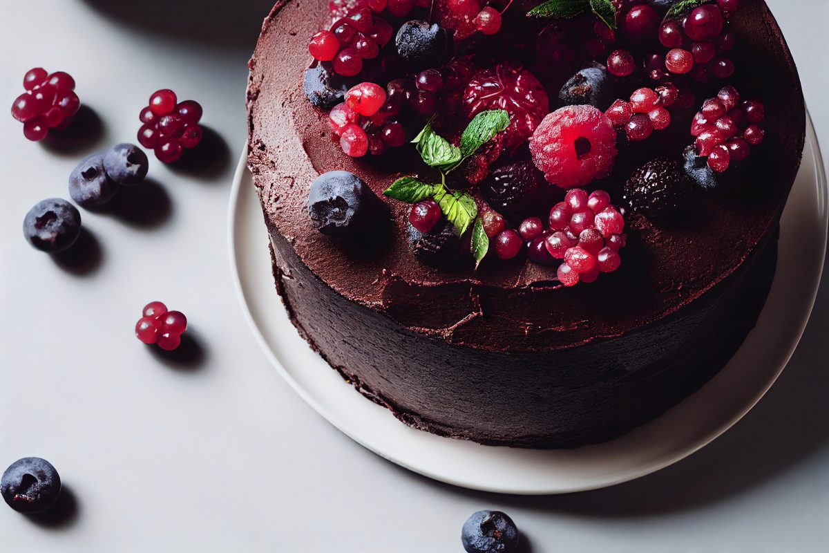 Chocolate cake with berries