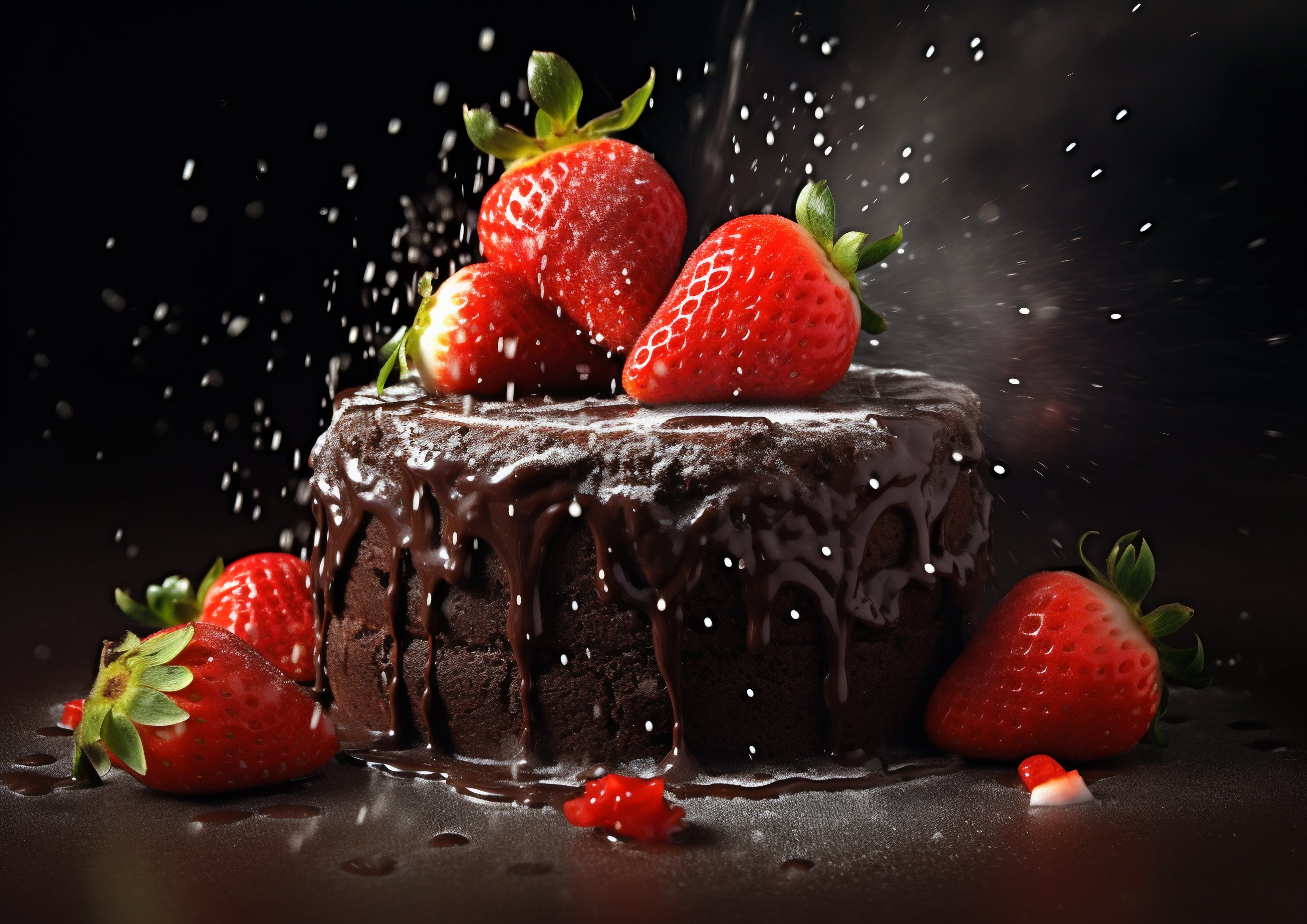 Chocolate Cake with Fresh Strawberries and Sprinkles