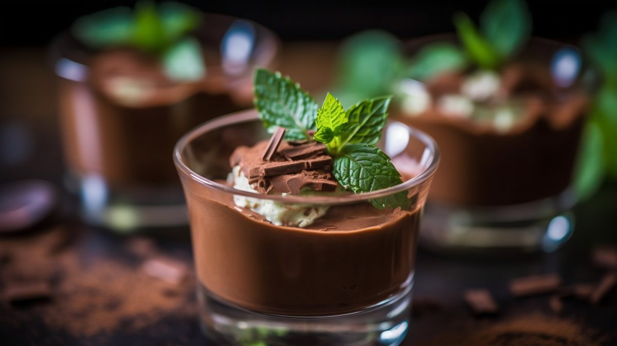Chocolate mousse with mint