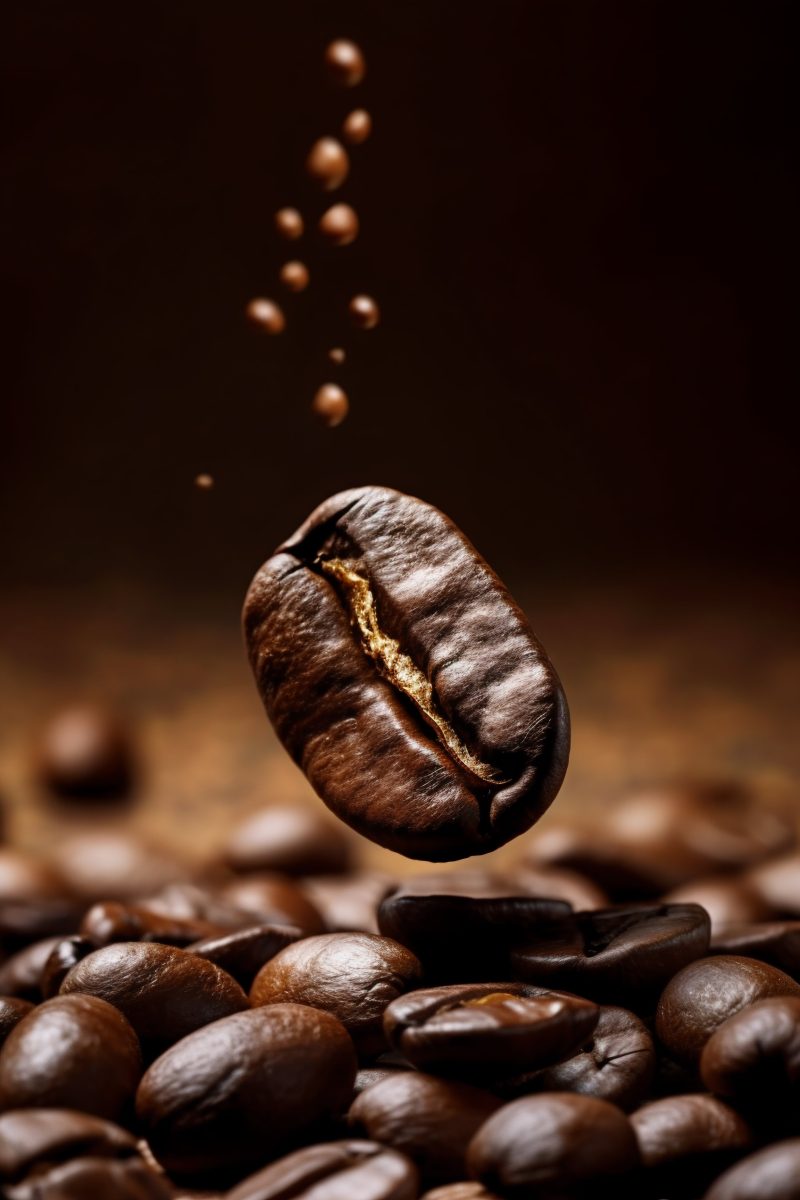 Coffee bean falling