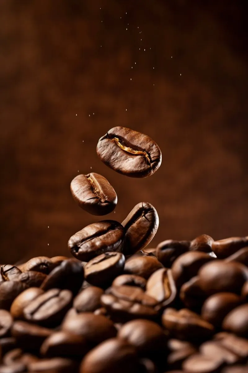 Coffee beans falling