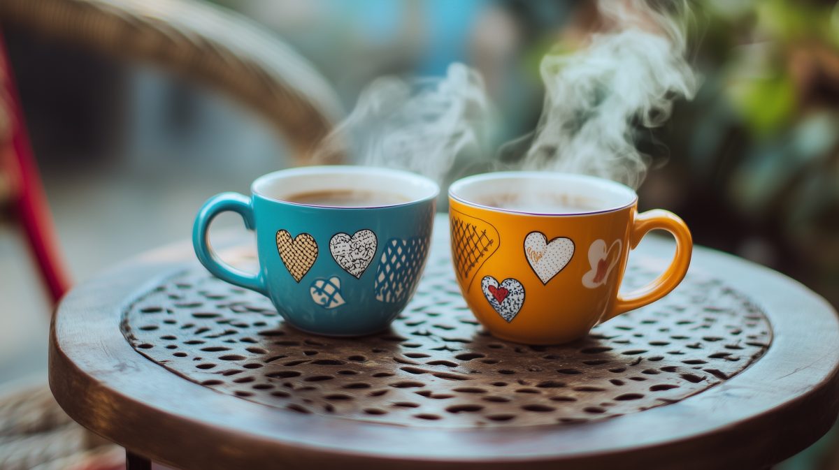 Cozy Heart-Patterned Coffee Cups