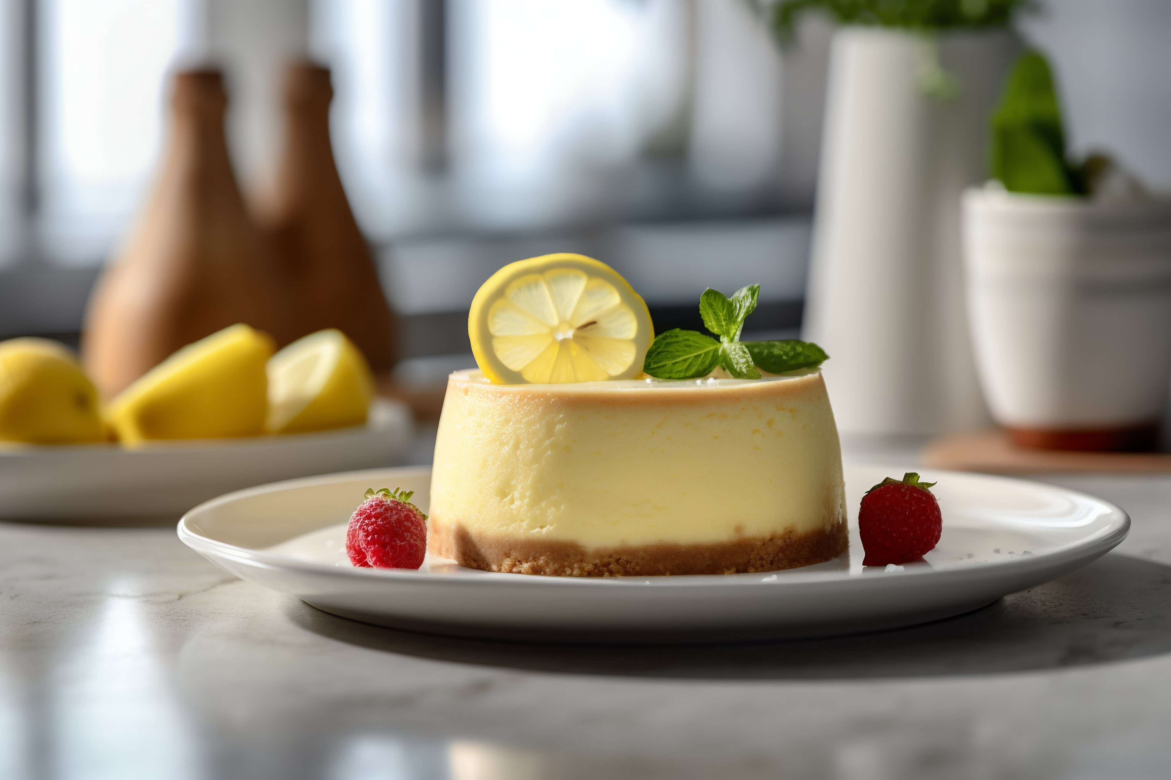 Creamy Lemon Cheesecake with Fresh Berries Delight