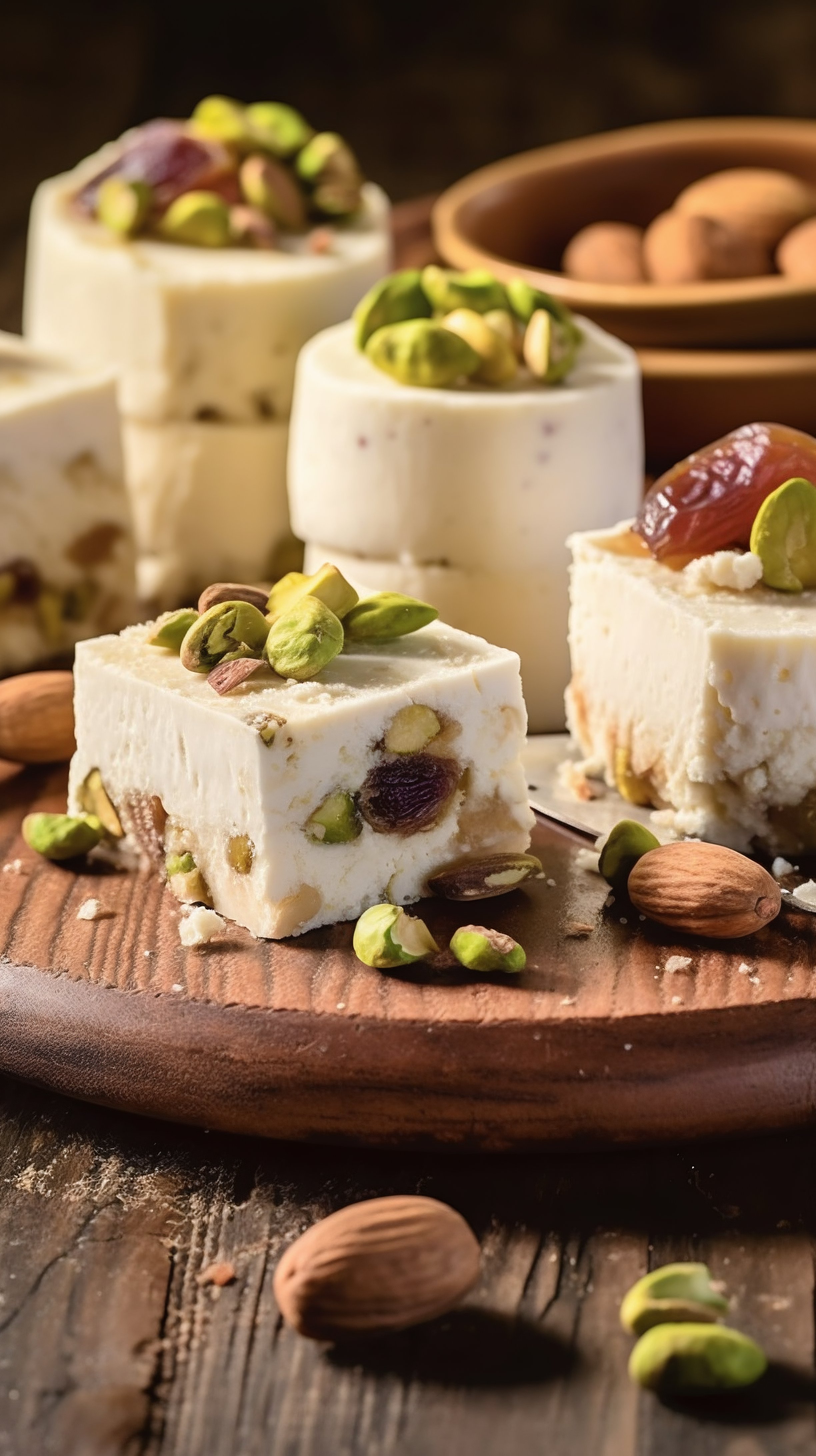 Creamy Nut Dessert Squares with Pistachios and Almonds