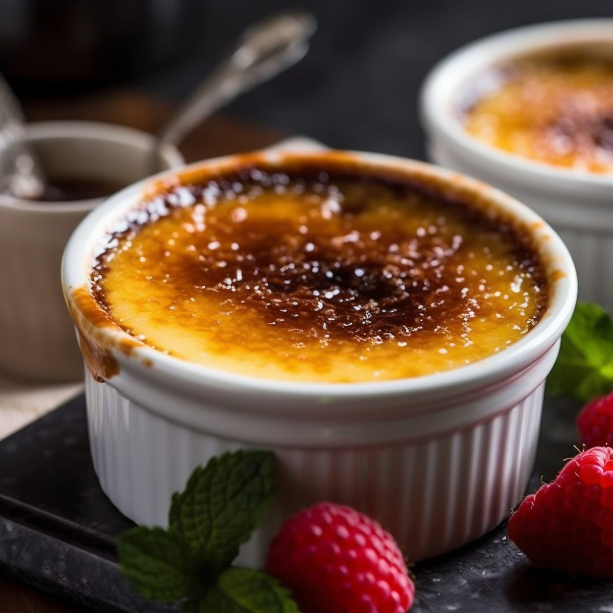 Creme brulee close-up