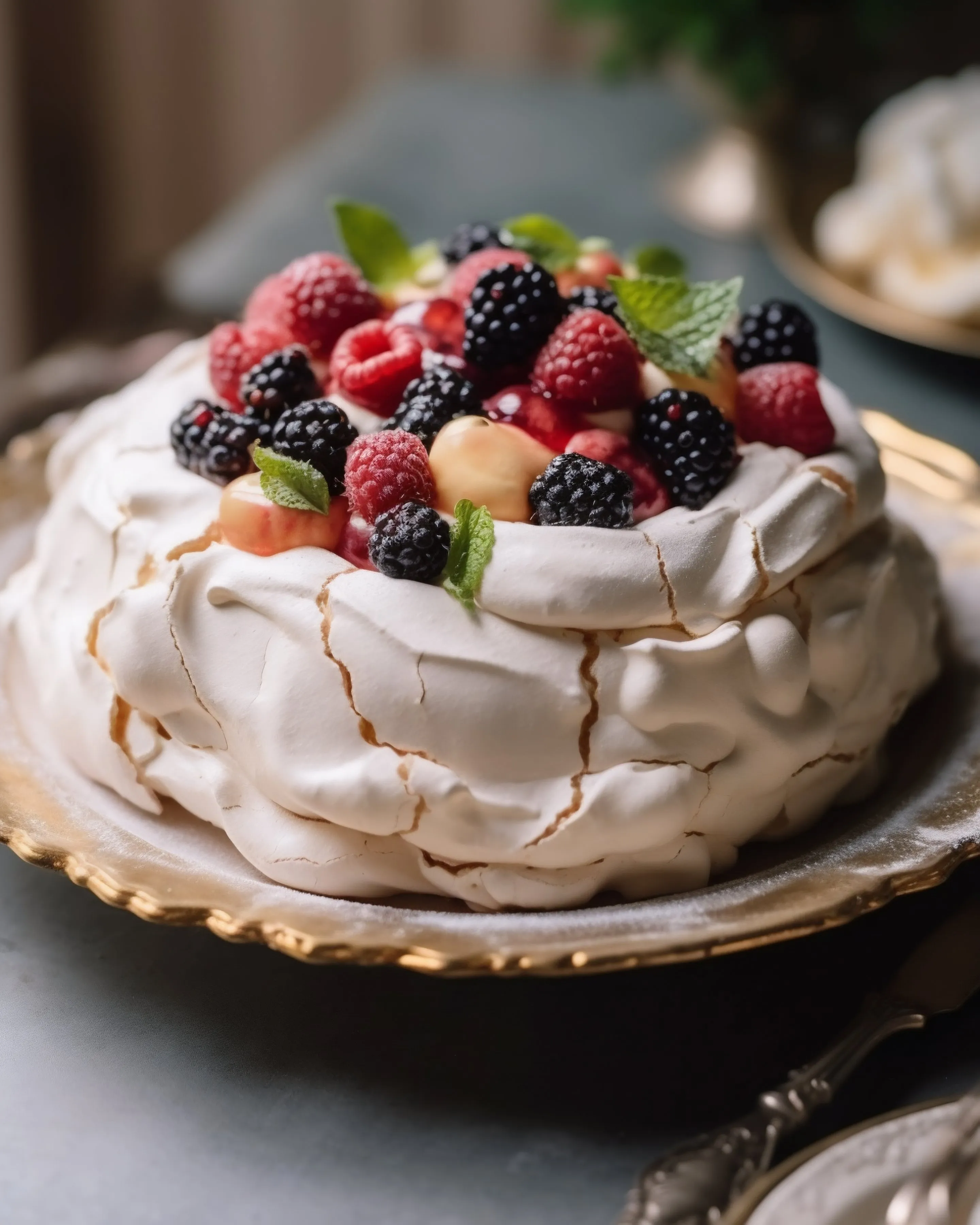 Decadent Pavlova Topped with Fresh Berries Delight