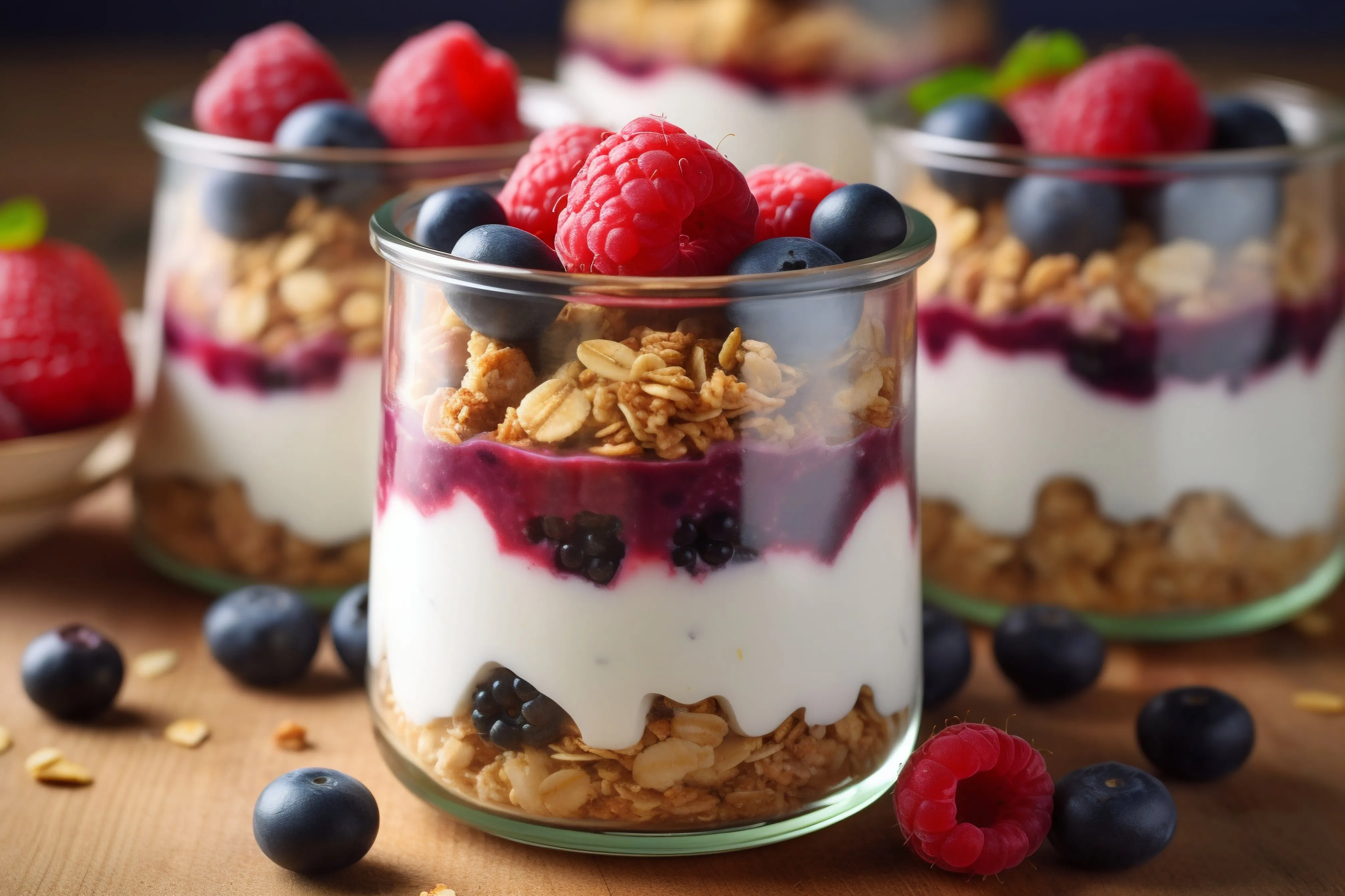 Delicious Berry Parfait with Granola and Yogurt