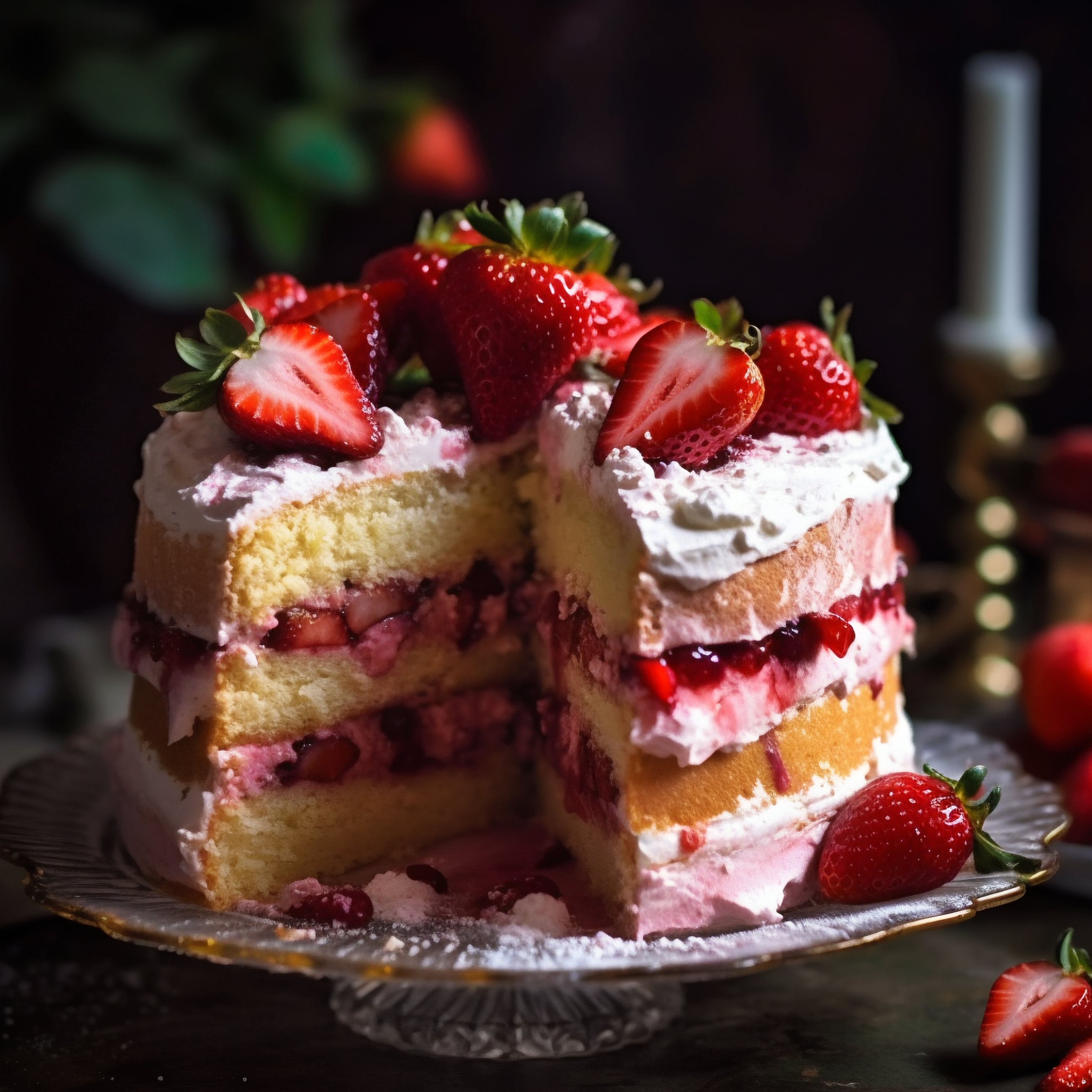 Delicious Strawberry Layer Cake Slice