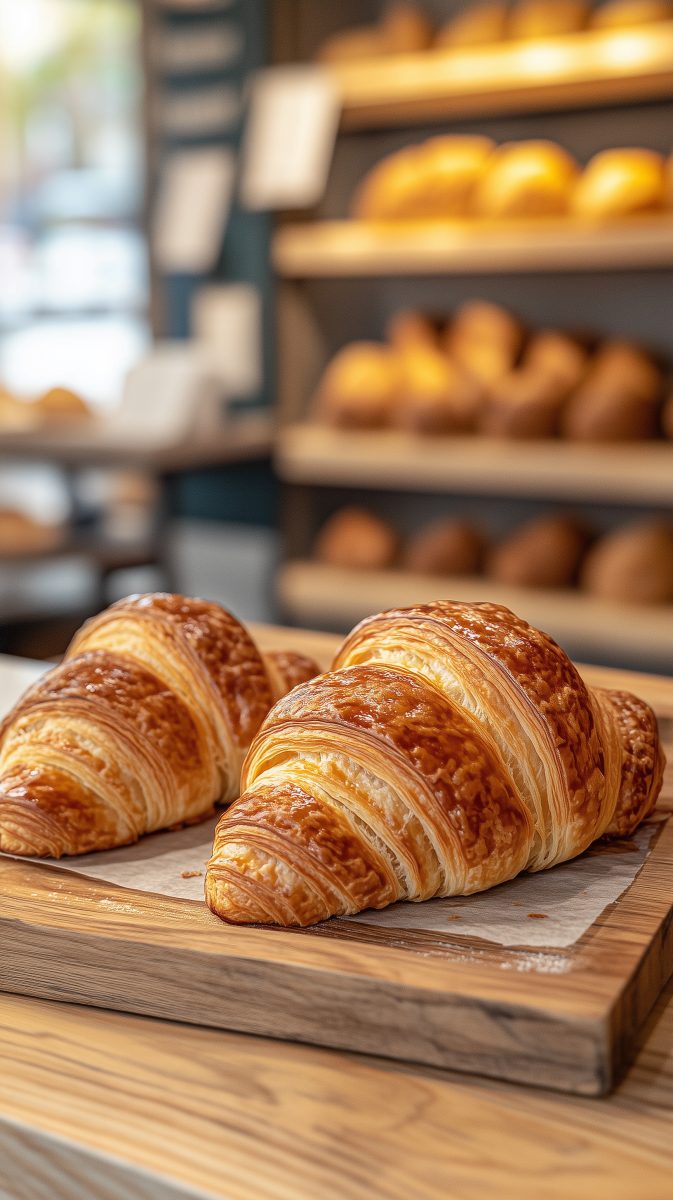 Flaky Golden Croissants Fresh from the Bakery