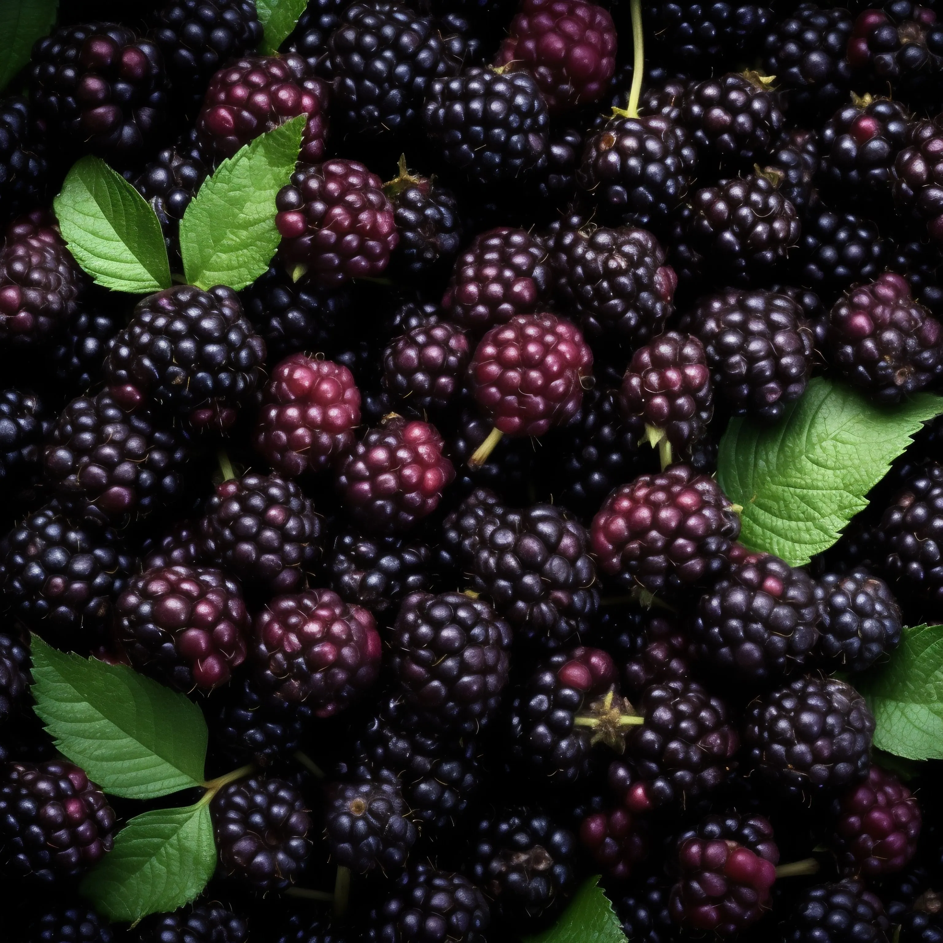Fresh Blackberries Close-Up on Green Background
