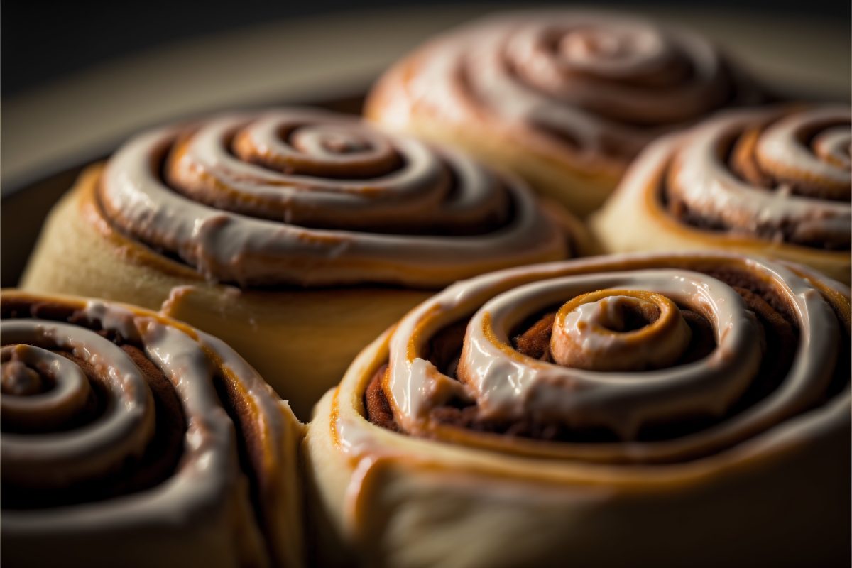 Fresh cinnamon roll detail shot