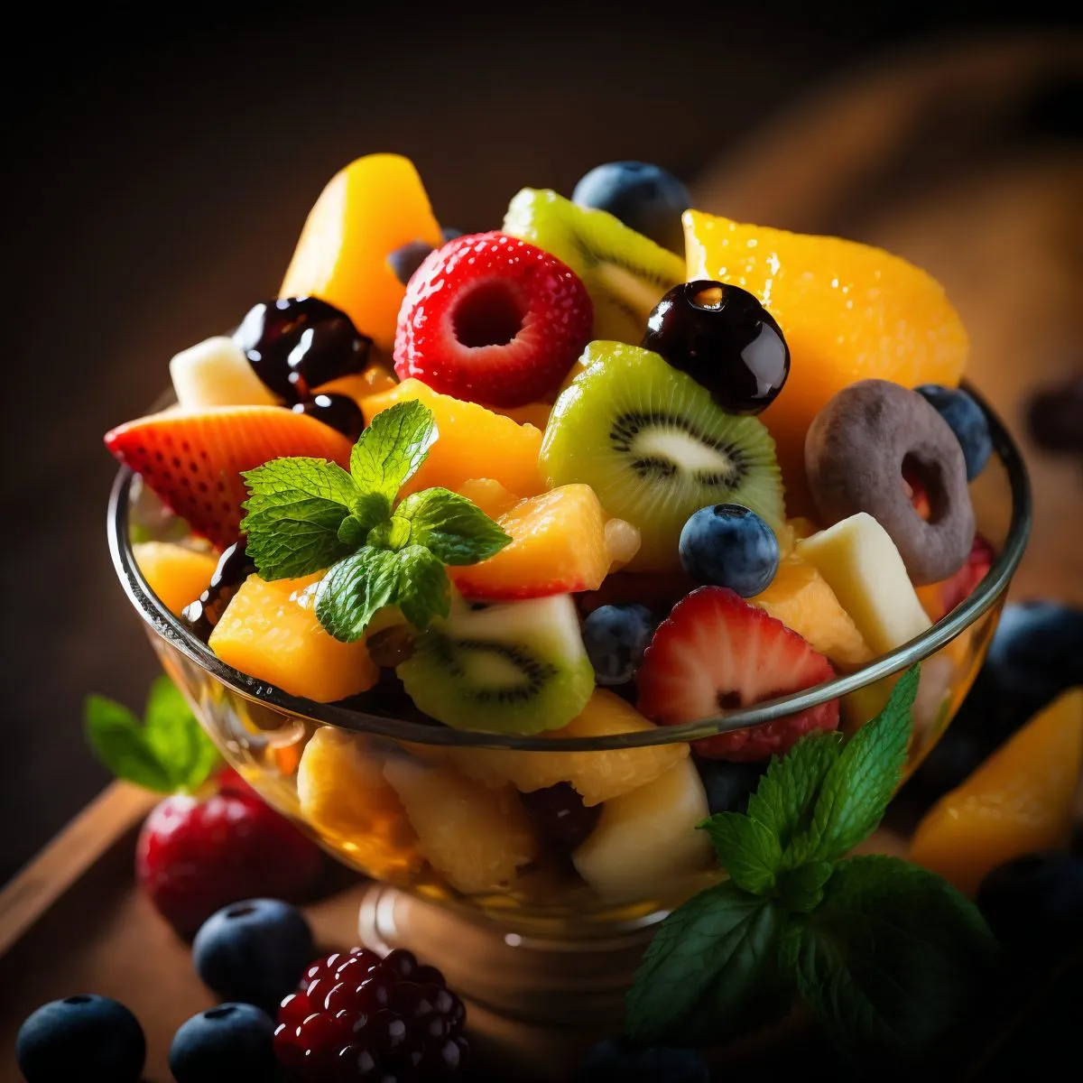 Fresh fruit salad with mint