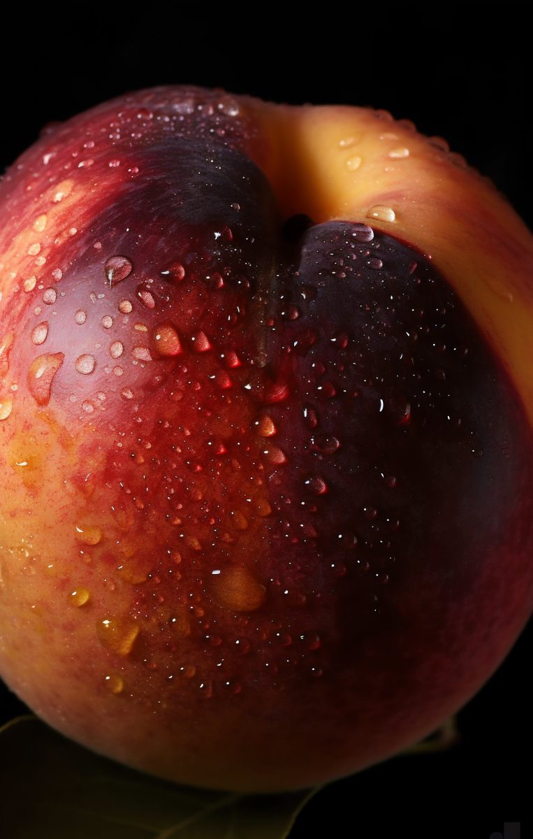Fresh nectarine fruit detail with water droplets