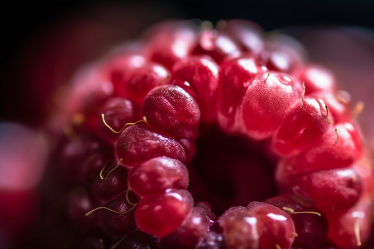 Fresh raspberry macro detail