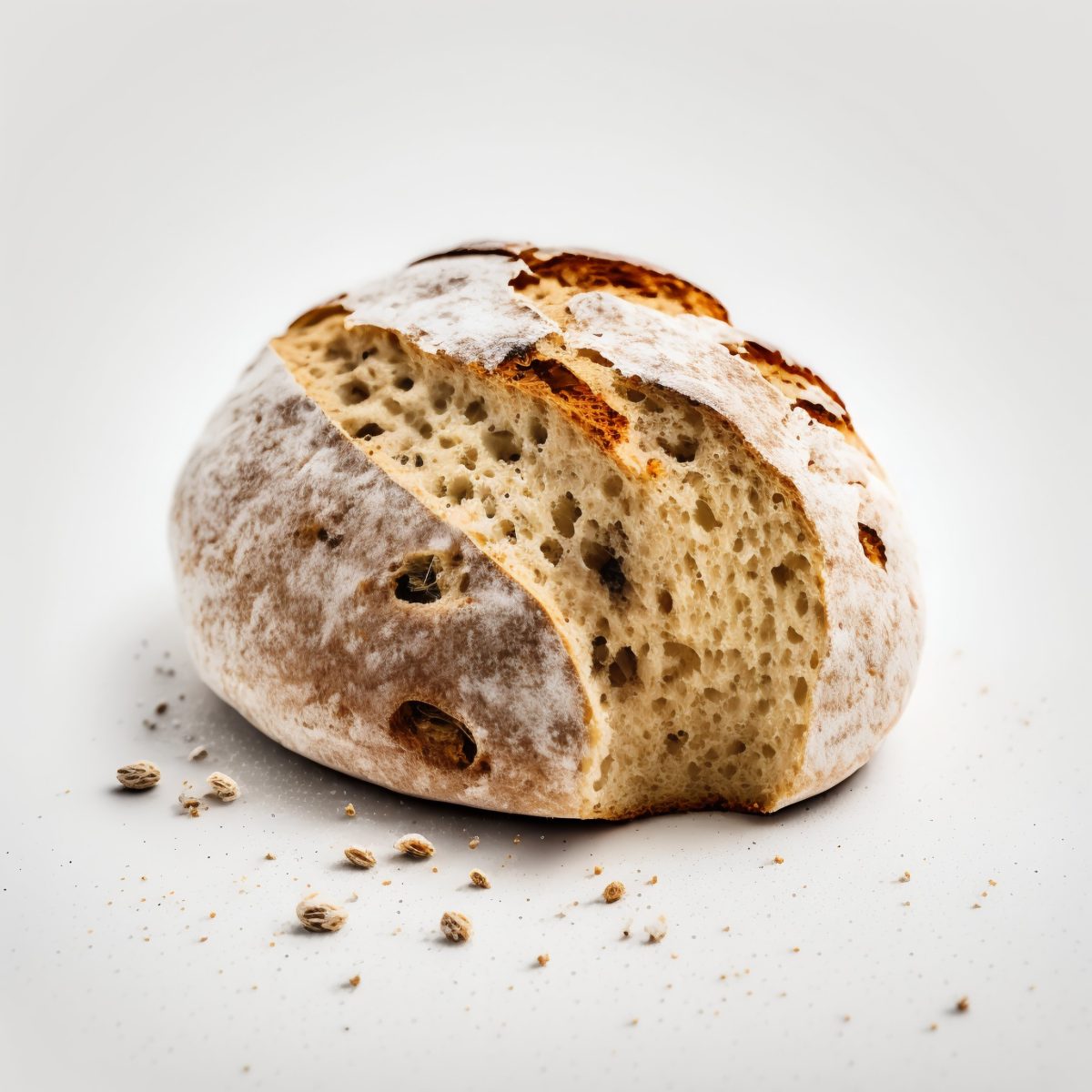 Freshly baked bread on a white background