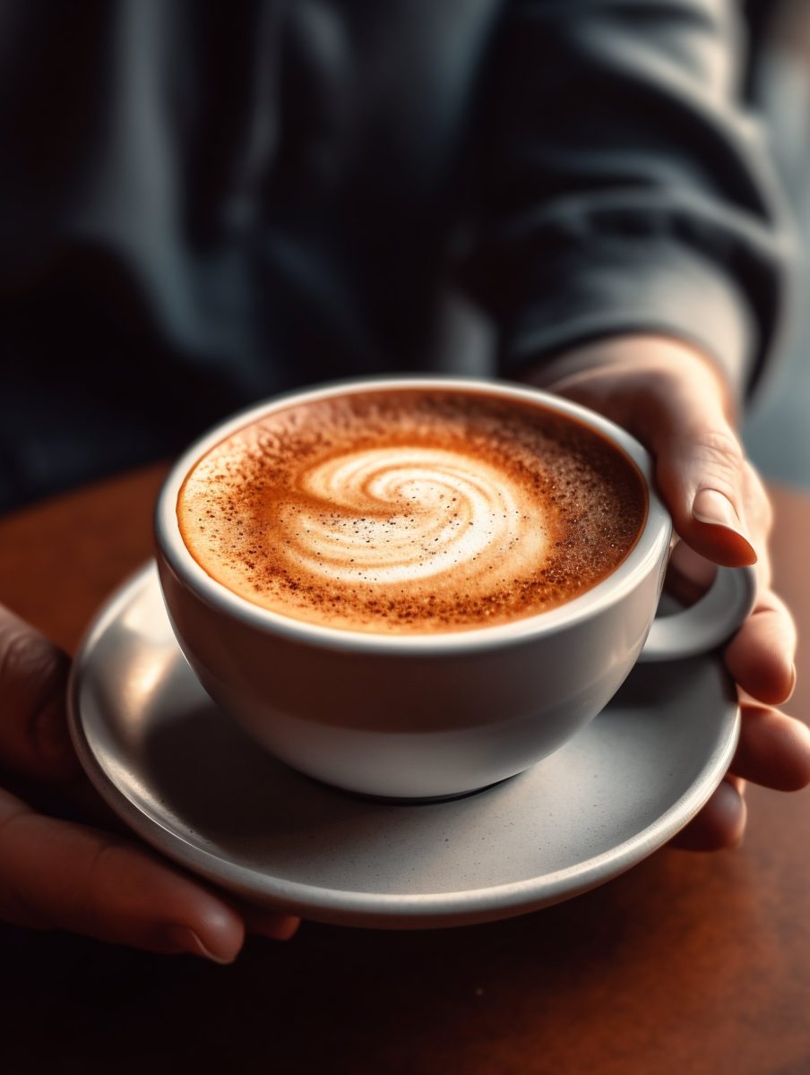 Girl holding cup of coffee