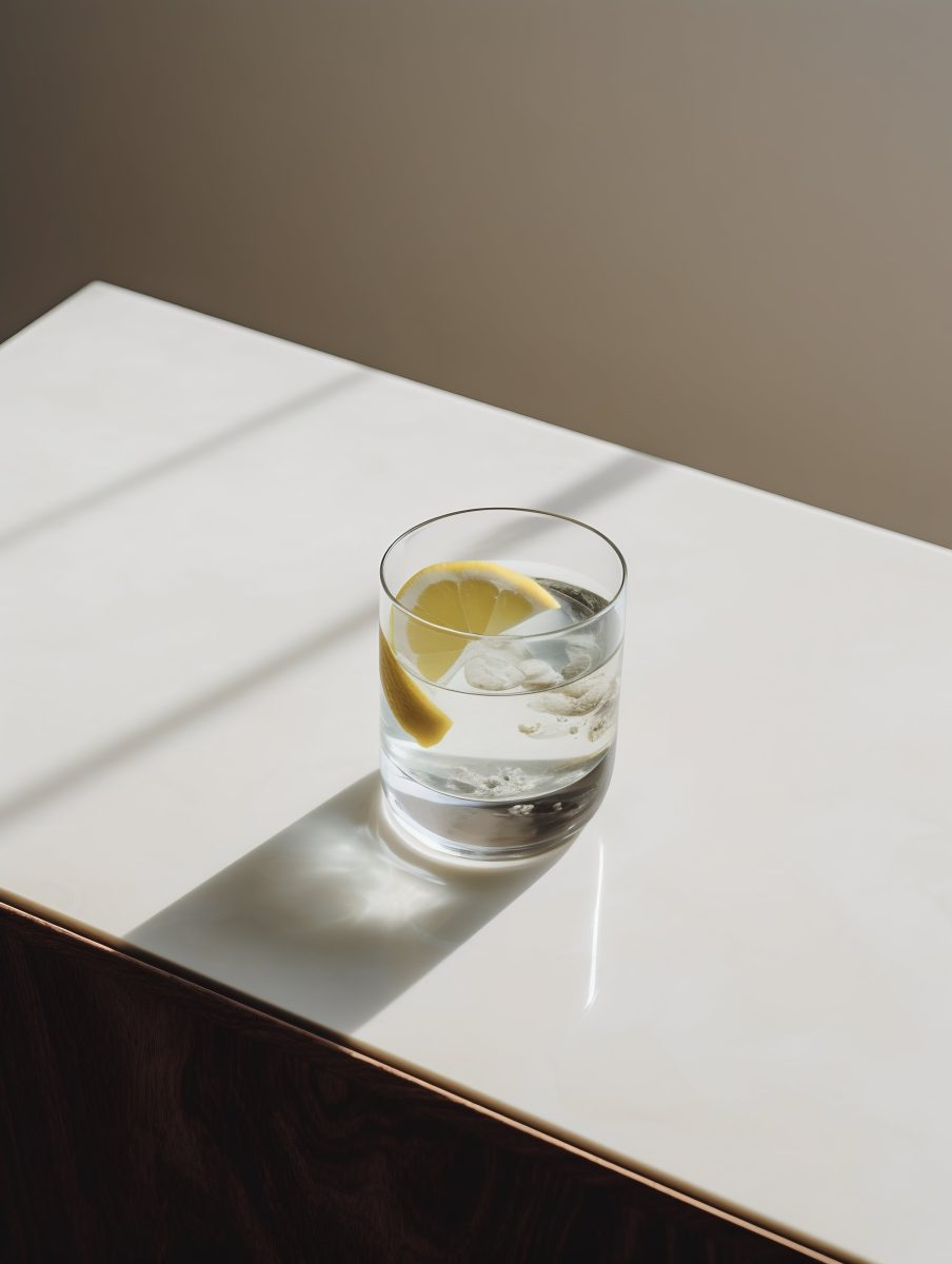 Glass of water with lemon