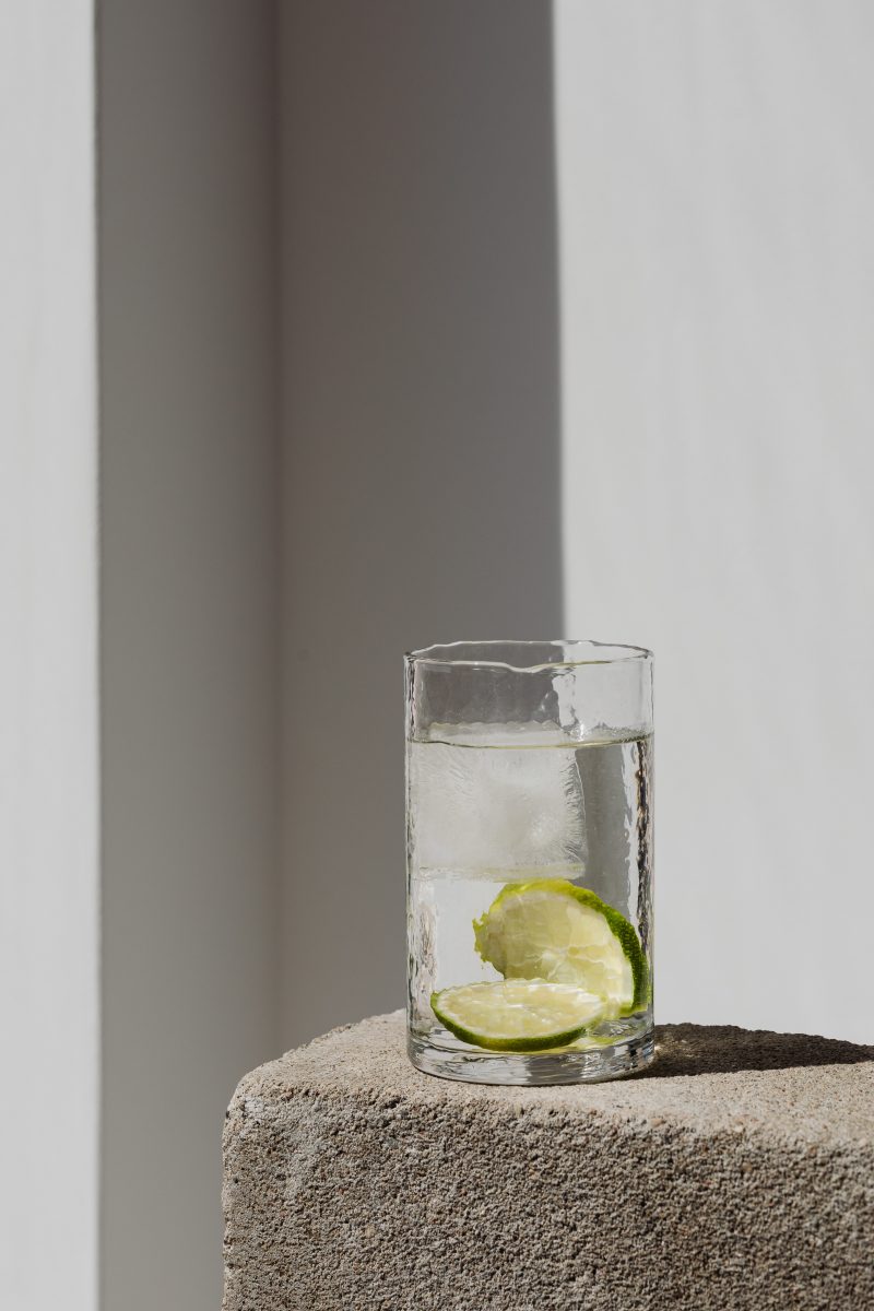 Glass of water with lime