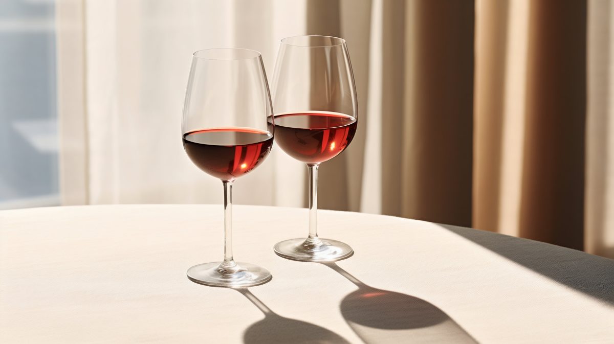 Glasses of wine on a table