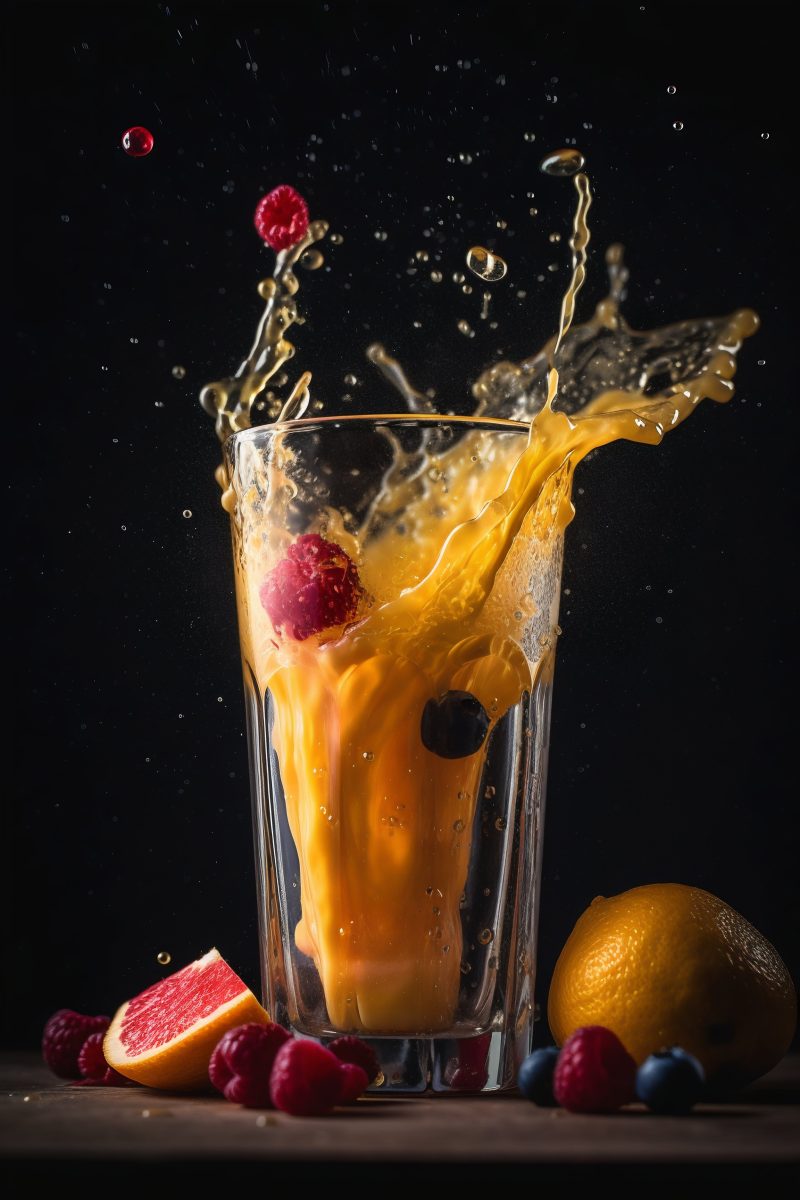 Grapefruit berries juice splash