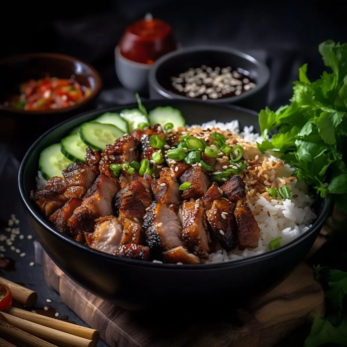 Grilled crispy pork with rice