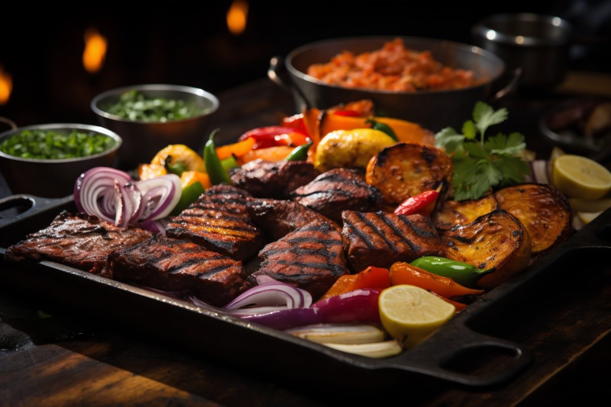 Grilled meat with vegetables