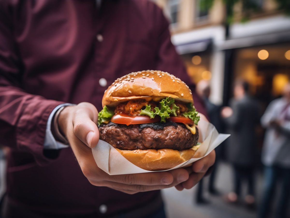 Holding burger takeaway
