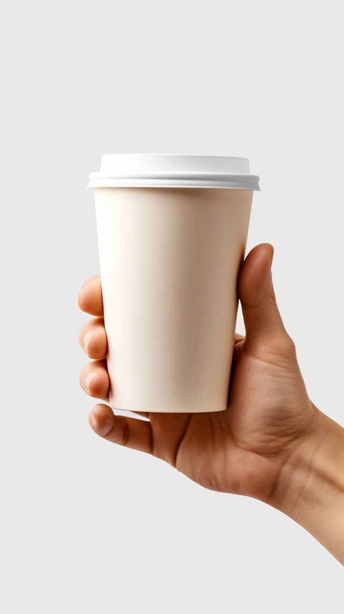 Holding coffee cup mockup