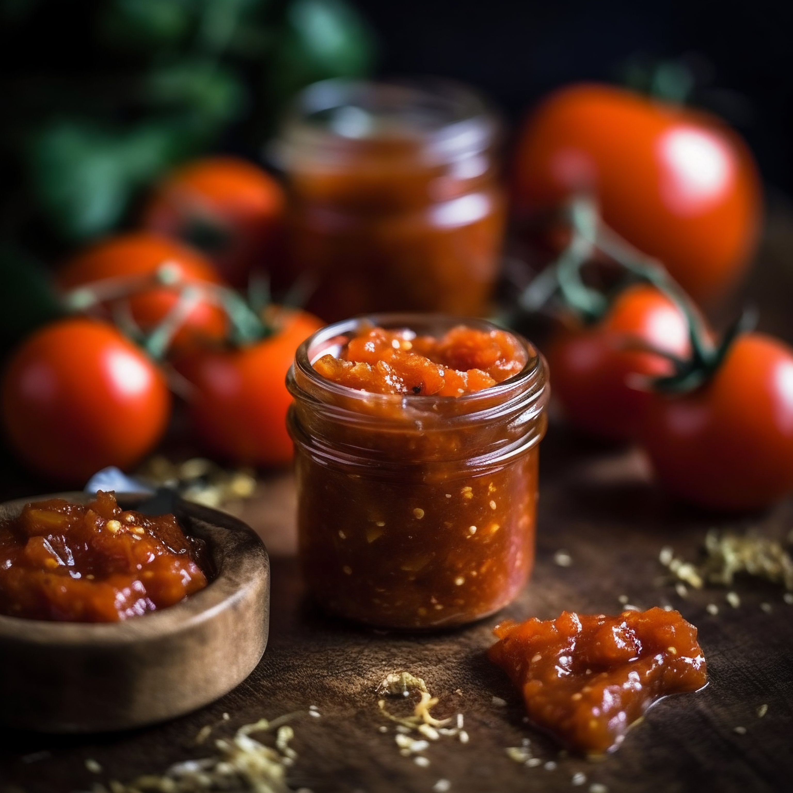 Homemade Tomato Jam in Glass Jars