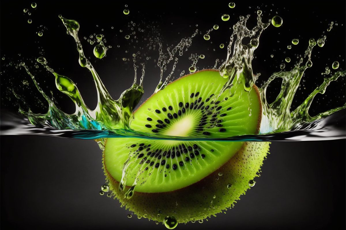 Kiwi splash in water