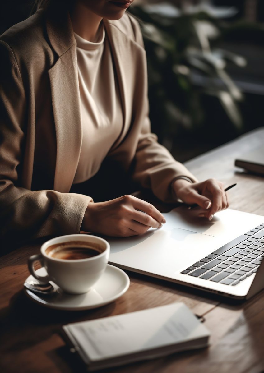 Laptop work with coffee