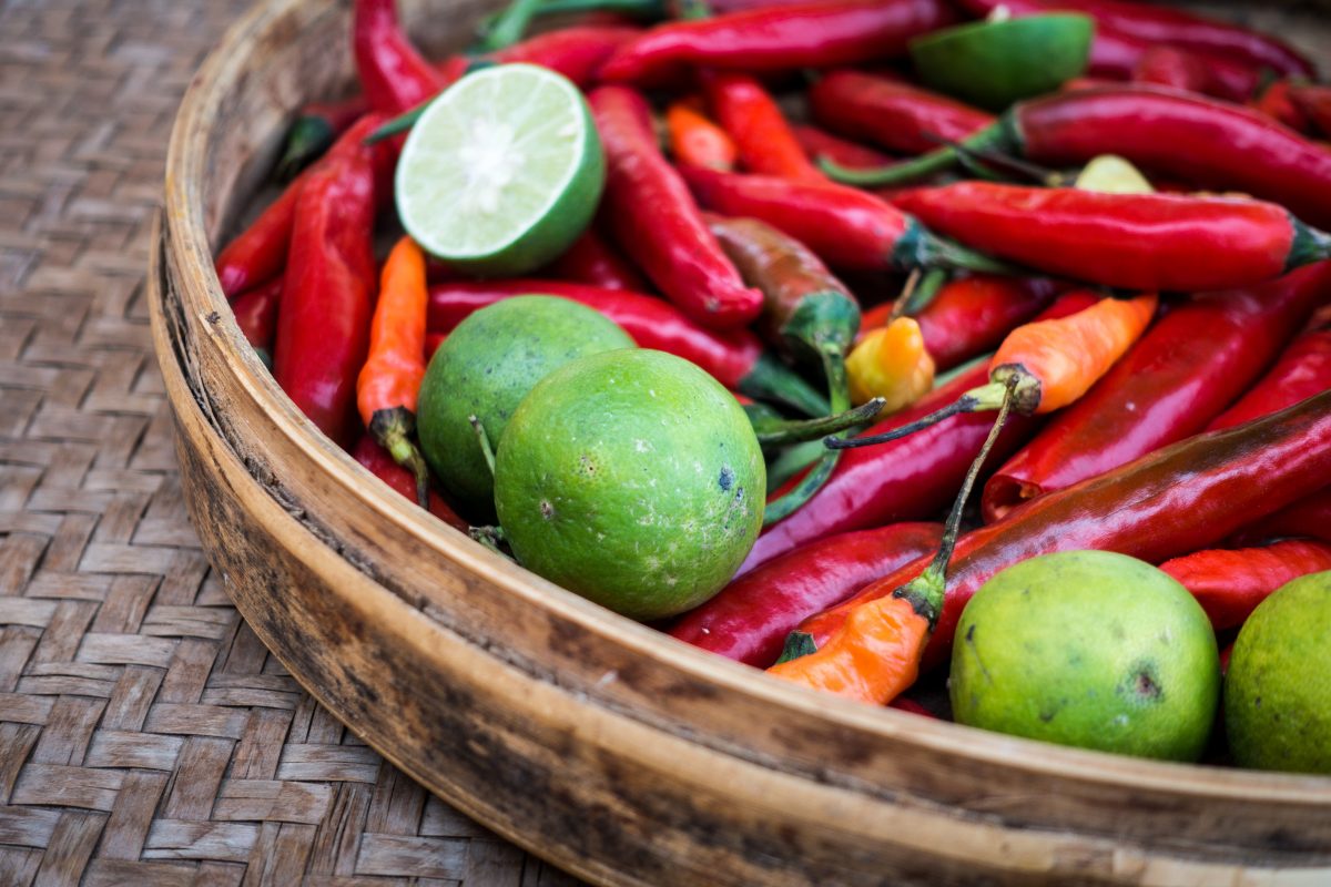 Limes and chili peppers
