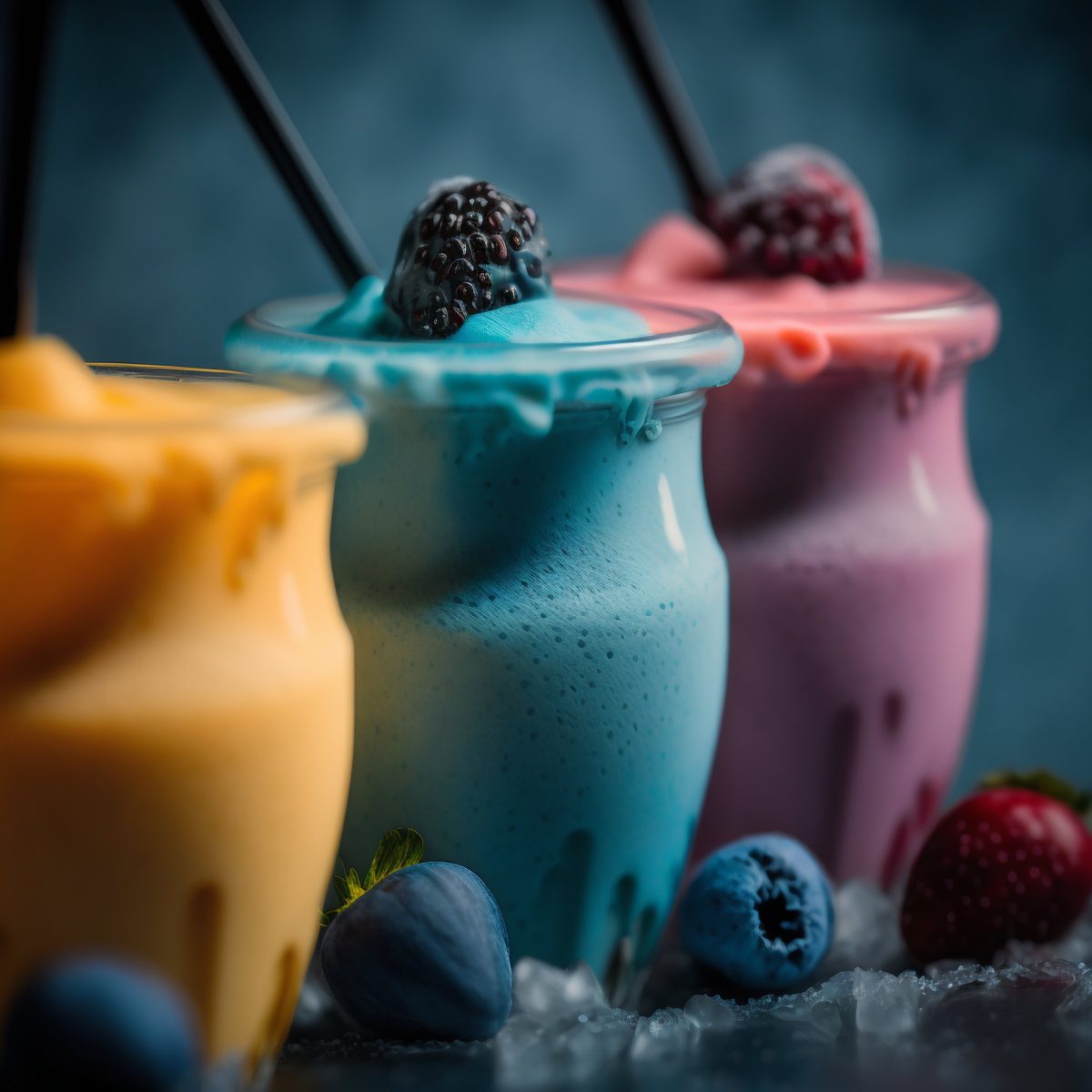 Macro of frozen berries smoothies