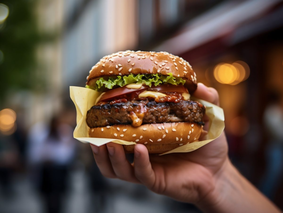 Man holding burger