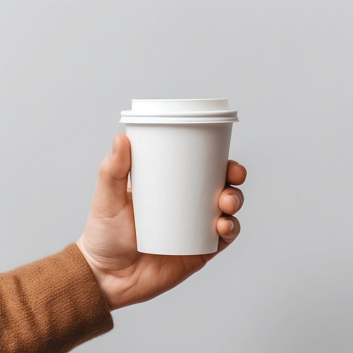 Man holding paper cup mockup